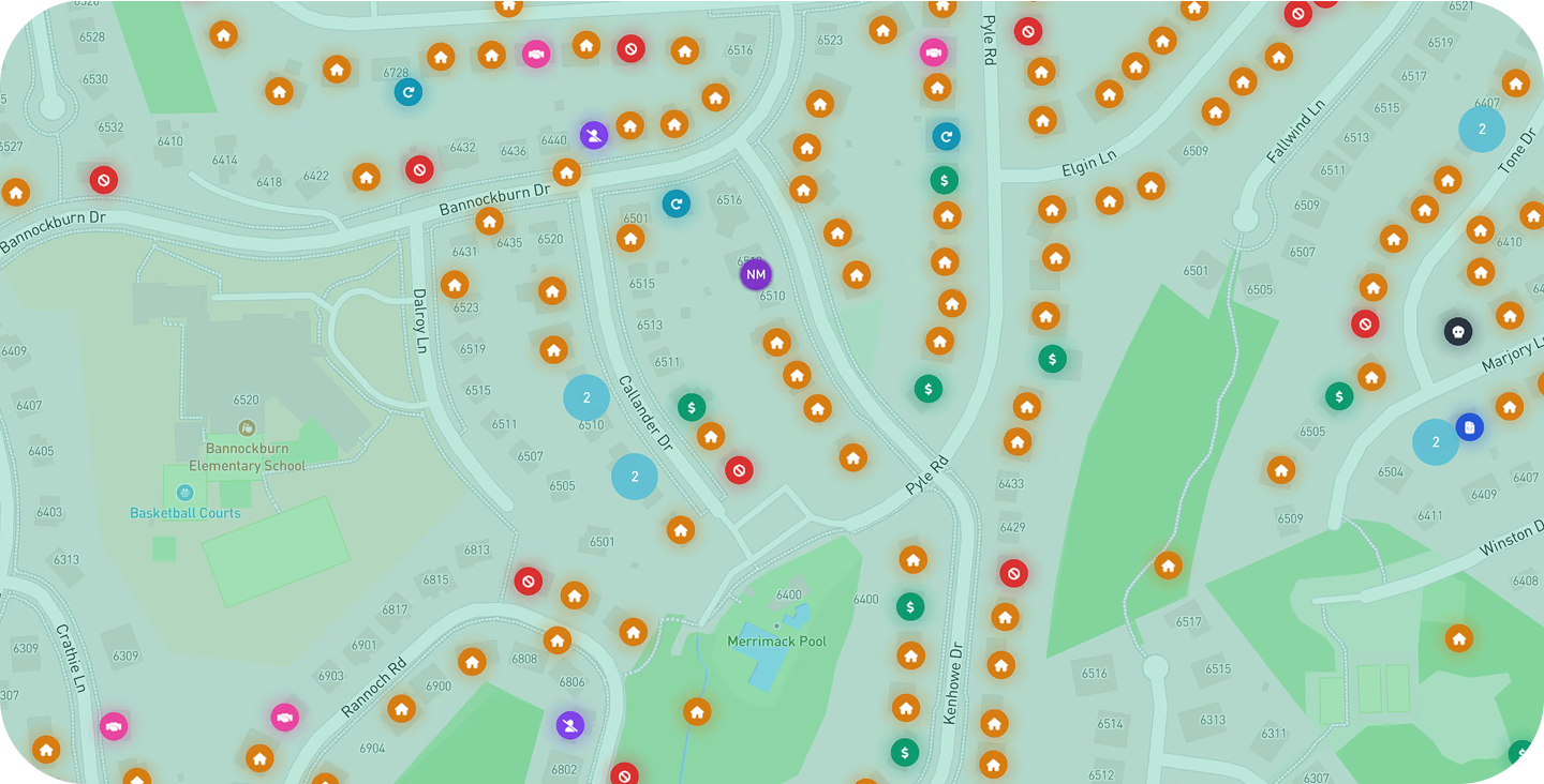 Map and canvassing with property visit statuses